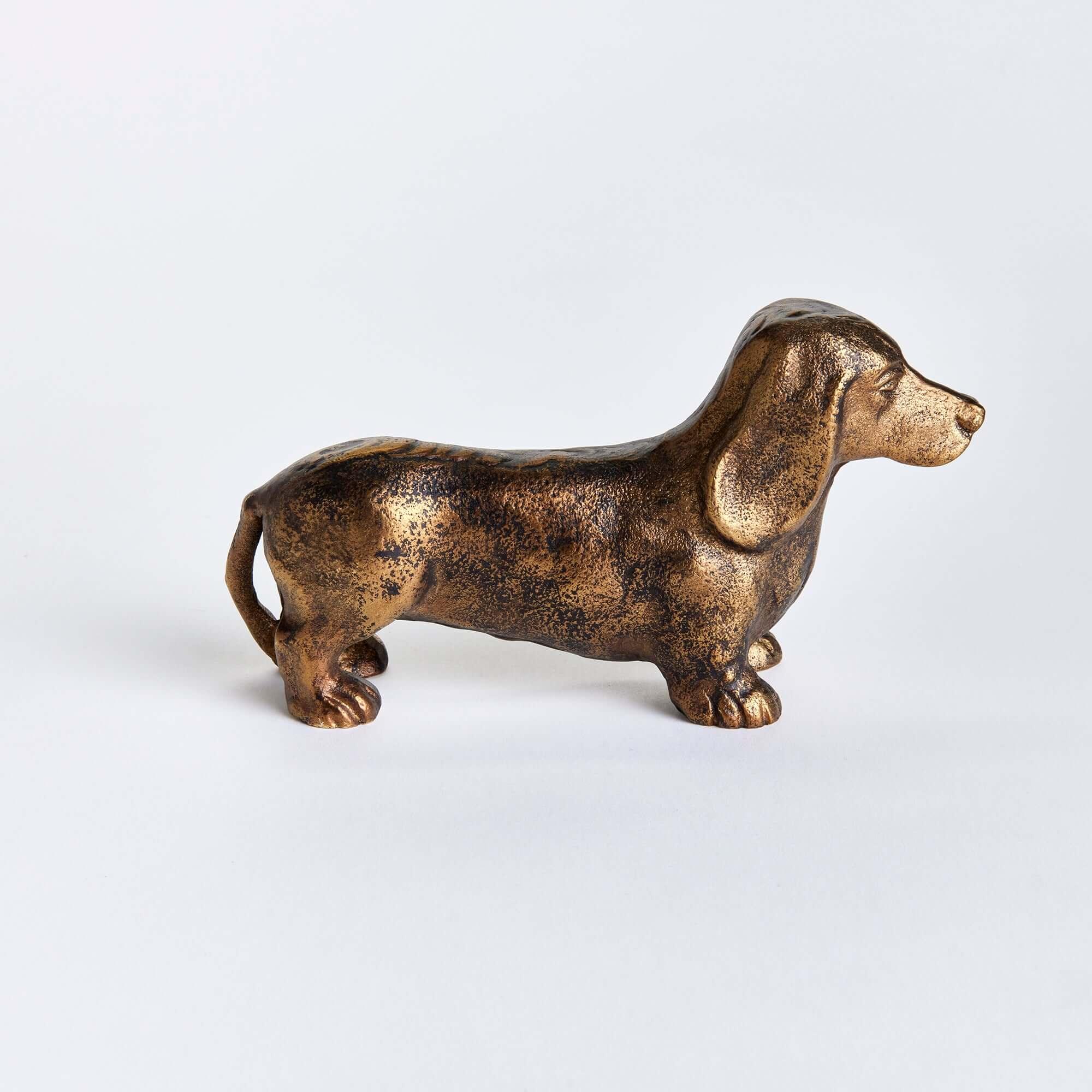 Vintage Metal Dachshund Sculpture in Bronze Vintage Shopper