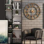 Wall Clock Vintage Retro Roman Numerals Silent Non-Ticking Metal Paint Industrial Vintage Metal Large Clock for Home Loft Living Room Bedroom Kitchen House Of Avana