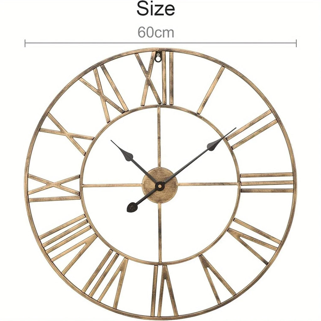 Wall Clock Vintage Retro Roman Numerals Silent Non-Ticking Metal Paint Industrial Vintage Metal Large Clock for Home Loft Living Room Bedroom Kitchen House Of Avana