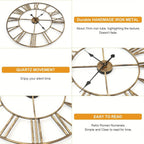 Wall Clock Vintage Retro Roman Numerals Silent Non-Ticking Metal Paint Industrial Vintage Metal Large Clock for Home Loft Living Room Bedroom Kitchen House Of Avana