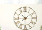 Wall Clock Vintage Retro Roman Numerals Silent Non-Ticking Metal Paint Industrial Vintage Metal Large Clock for Home Loft Living Room Bedroom Kitchen House Of Avana