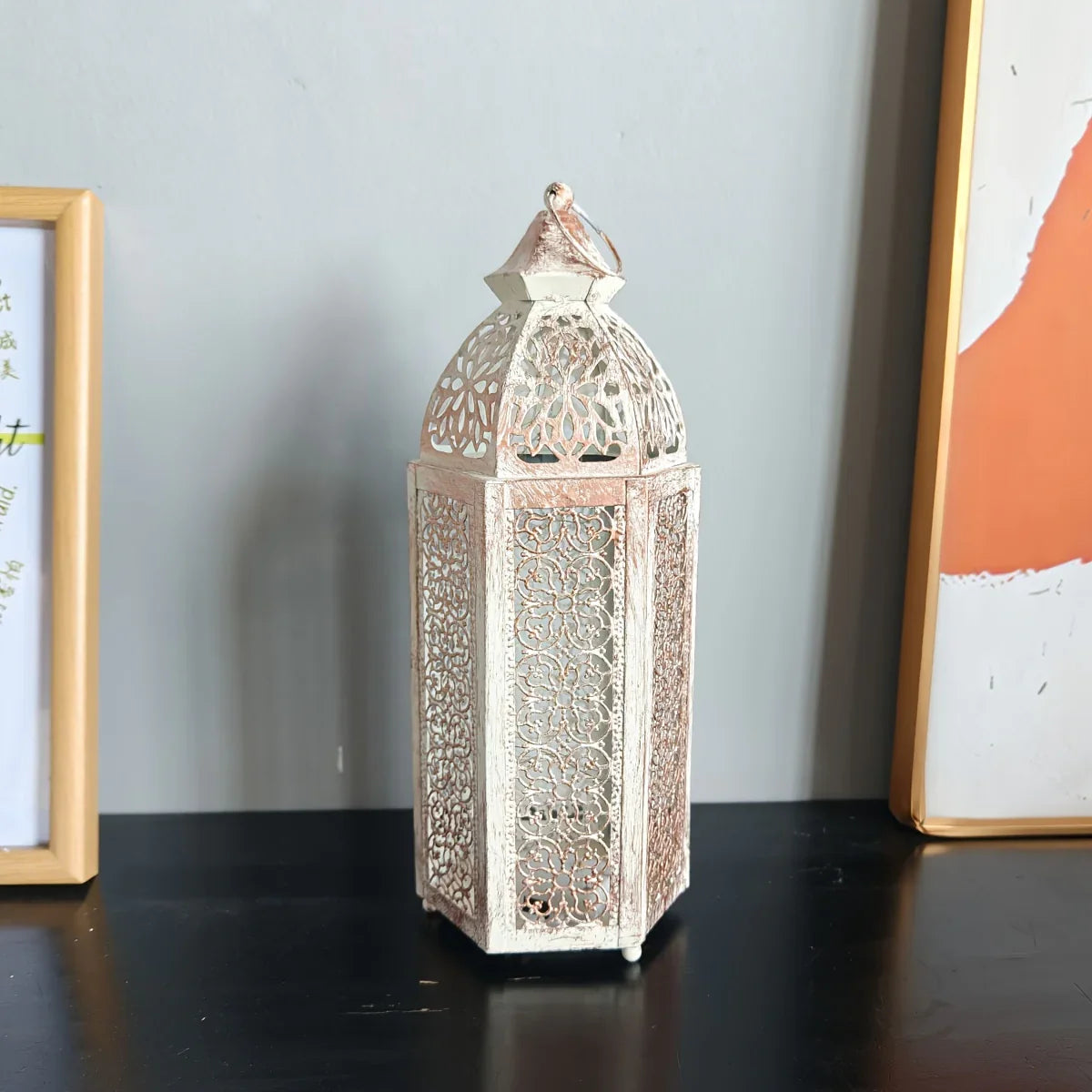 1pc Moroccan Lantern - Battery-Powered (AAA Not Included) Vintage Metallic Finish, Elegant Islamic Home Decor for Ramadan, Eid, New Year, Weddings, Parties - Indoor/Outdoor Decoration with Warm Ambient Lighting - No Wiring Ne House Of Avana