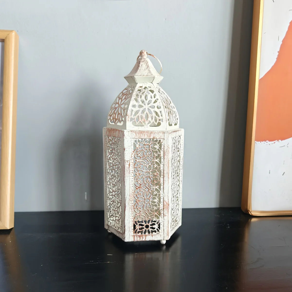 1pc Moroccan Lantern - Battery-Powered (AAA Not Included) Vintage Metallic Finish, Elegant Islamic Home Decor for Ramadan, Eid, New Year, Weddings, Parties - Indoor/Outdoor Decoration with Warm Ambient Lighting - No Wiring Ne House Of Avana