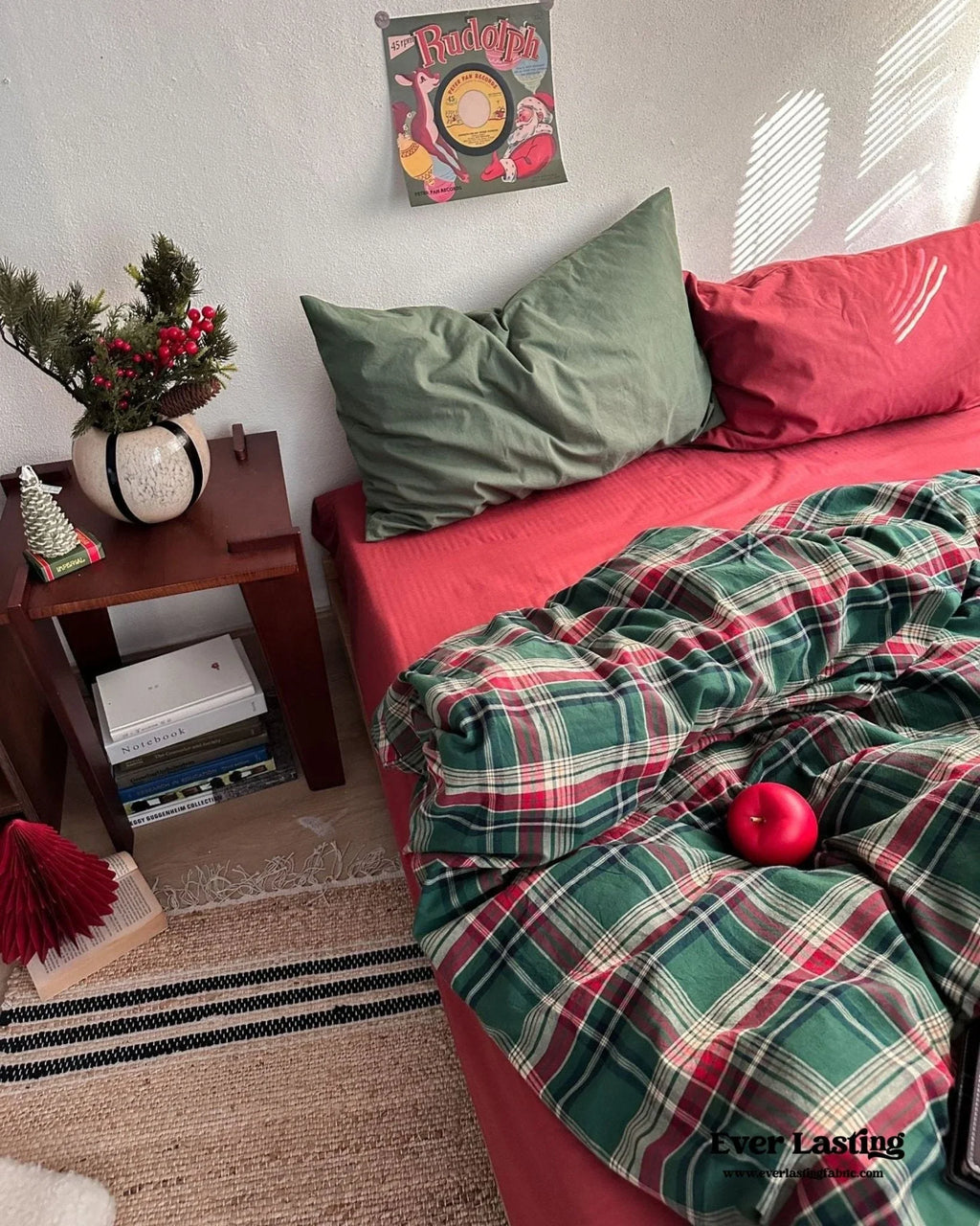 Vintage Plaid Bedding Set / Red & Green Ever Lasting