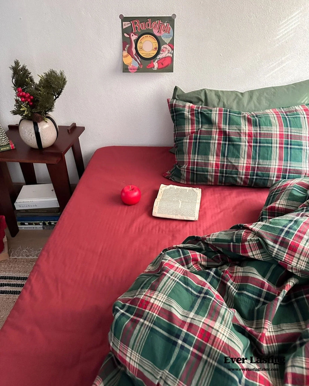 Vintage Plaid Bedding Set / Red & Green Ever Lasting