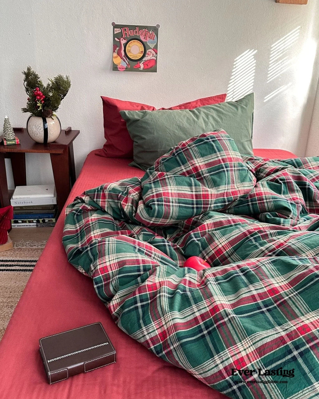 Vintage Plaid Bedding Set / Red & Green Ever Lasting