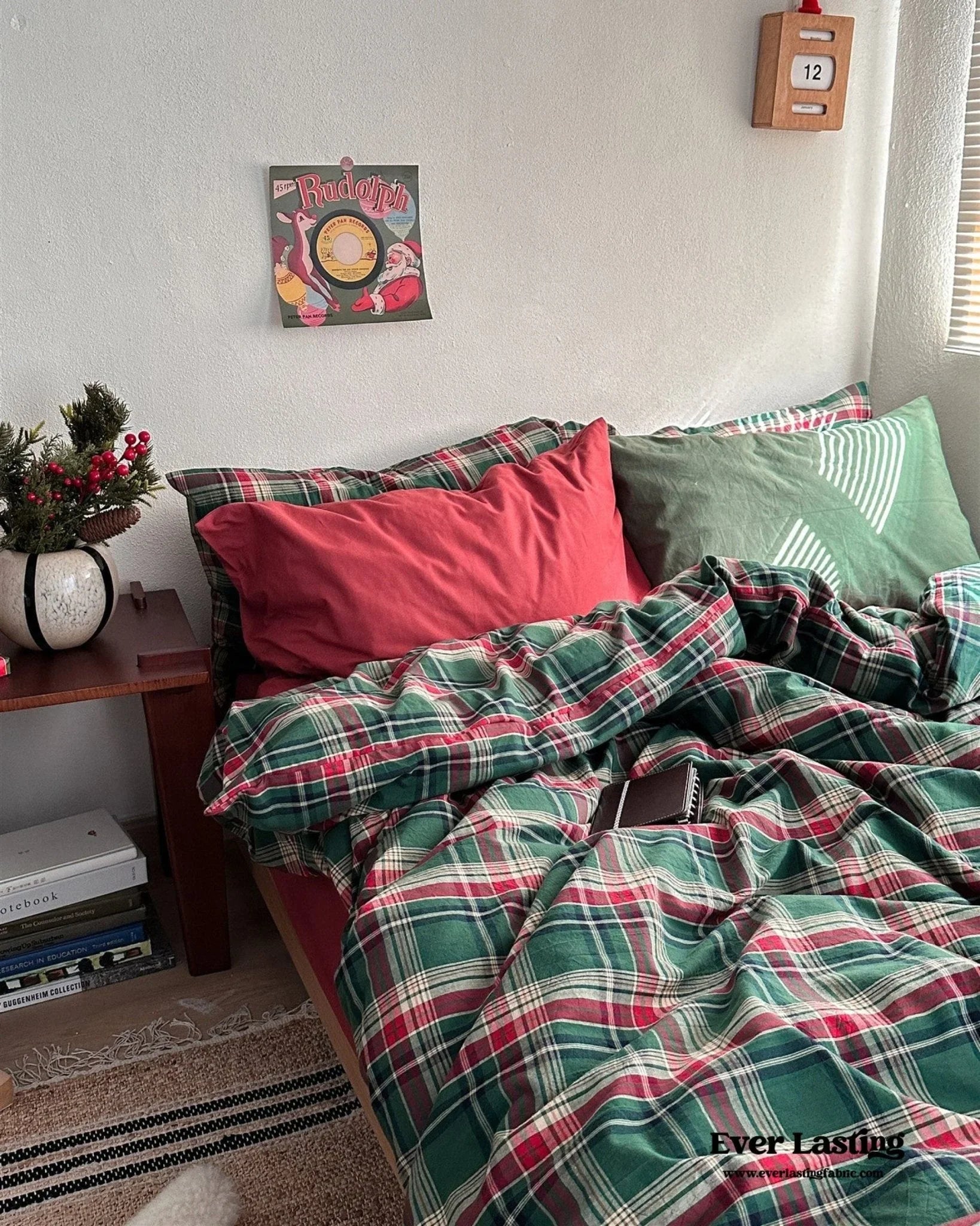 Vintage Plaid Bedding Set / Red & Green Ever Lasting