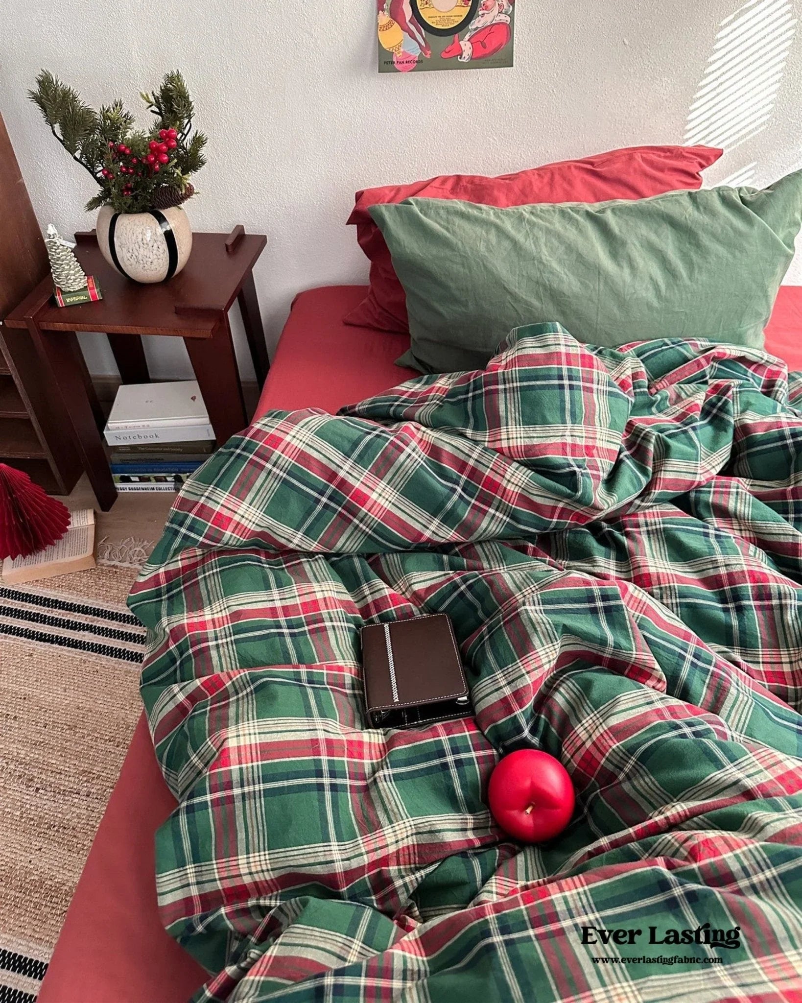 Vintage Plaid Bedding Set / Red & Green Ever Lasting