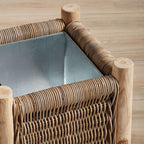 Vintage Rattan Planter with Teak Legs Vintage Shopper