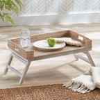 Vintage Rattan Tray Table with Collapsible Legs Vintage Shopper