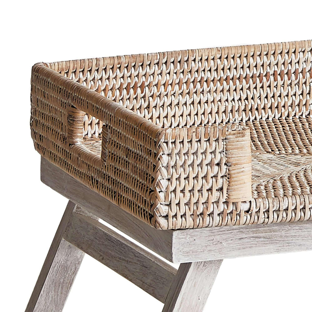 Vintage Rattan Tray Table with Collapsible Legs Vintage Shopper