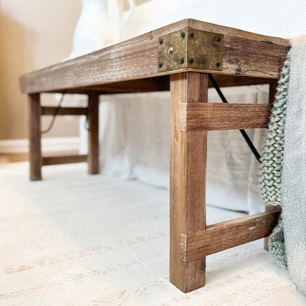 Vintage-Inspired Reclaimed Wood Folding Bench Decor Steals