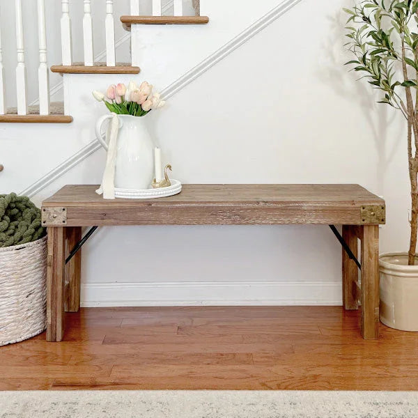 Vintage-Inspired Reclaimed Wood Folding Bench Decor Steals