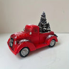 1pc Christmas Vintage Red Truck with Tree Figurine - Resin Collectible Tabletop Decor for Home & Holiday, Fashion Theme, Versatile Room Decor, Gift for Friends & Family House Of Avana
