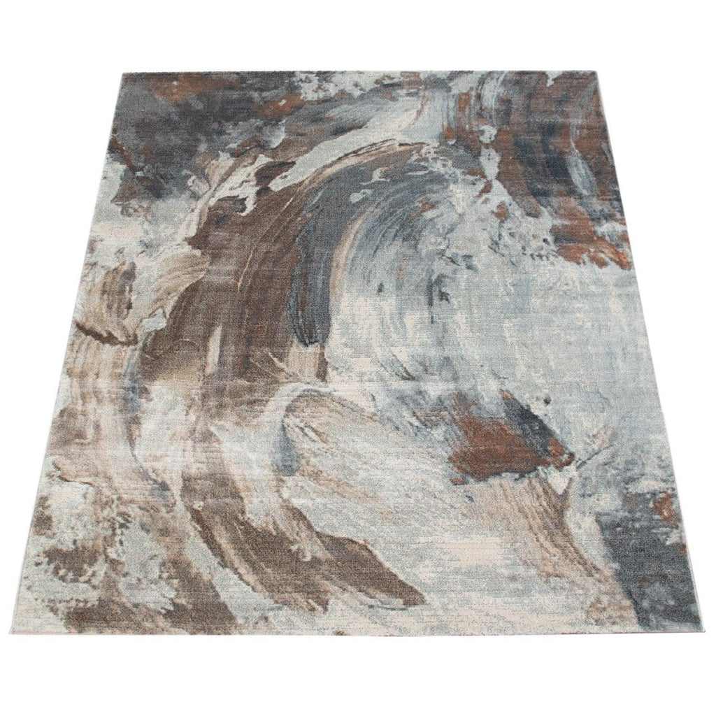 Vintage Rug Low-Pile Abstract Pattern In Brown Cream RugYourHome