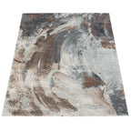 Vintage Rug Low-Pile Abstract Pattern In Brown Cream RugYourHome