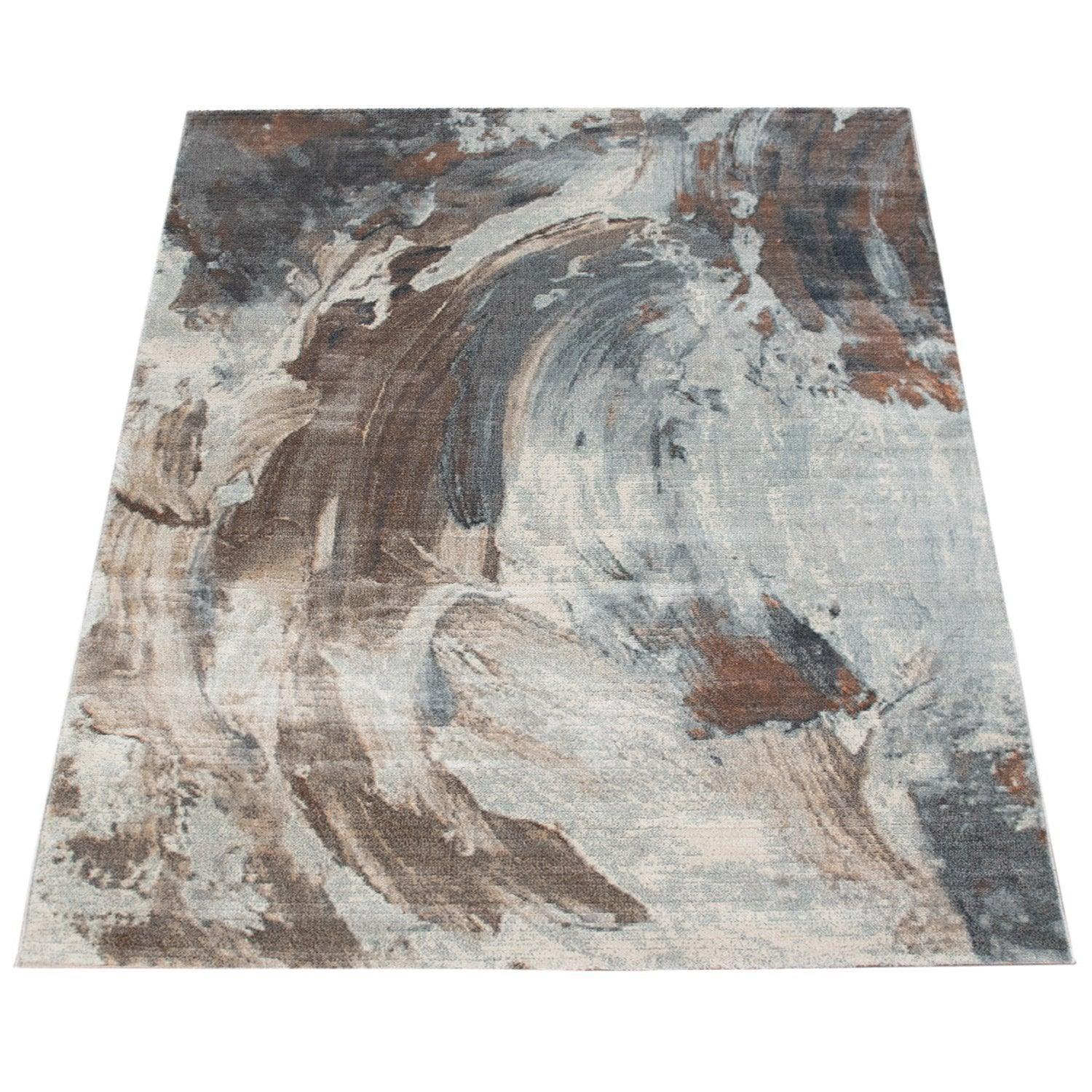 Vintage Rug Low-Pile Abstract Pattern In Brown Cream RugYourHome