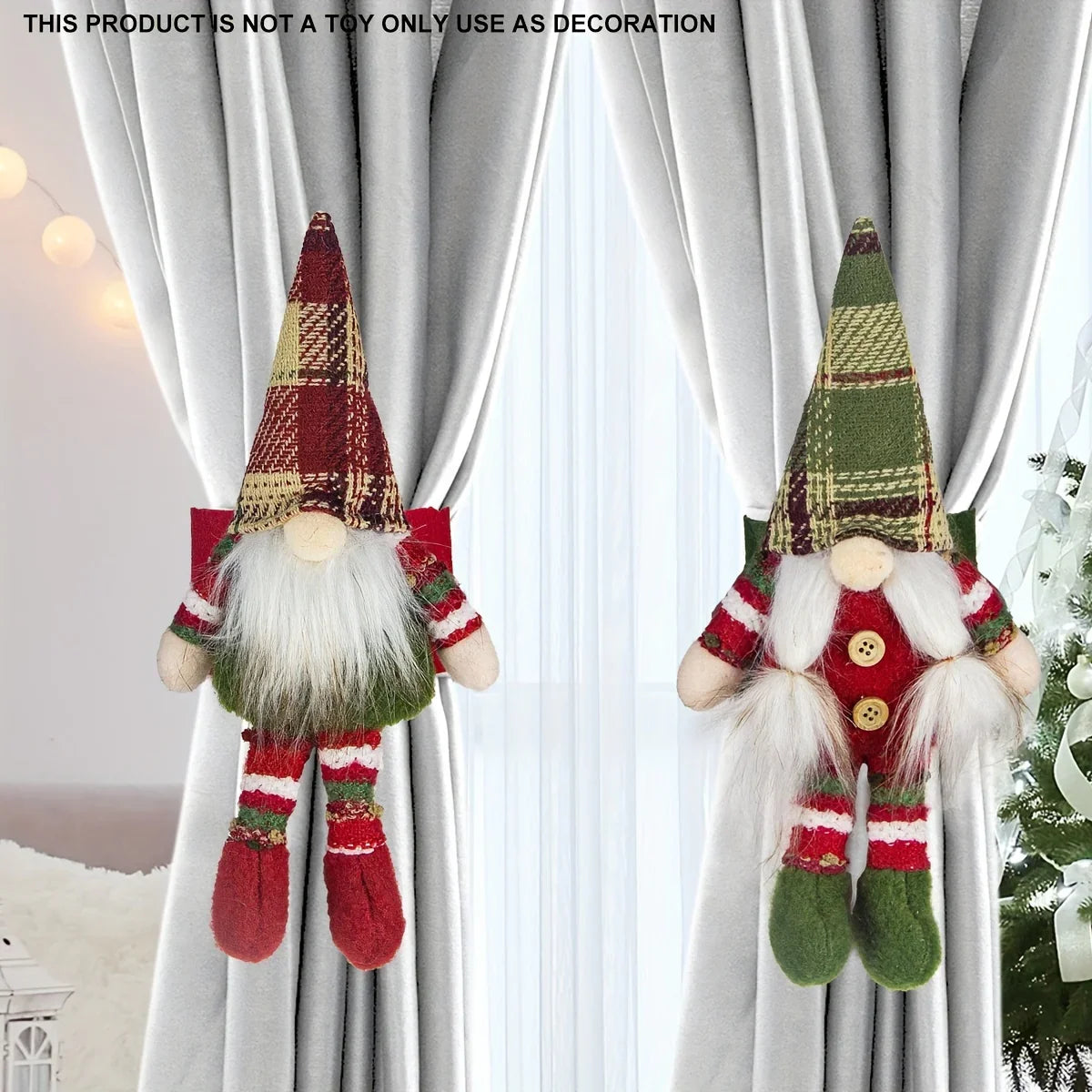 Vintage Fabric Gnome Christmas Decoration, Pack of 1, Plaid Scandinavian Tomte, Handmade No-Face Santa Doll, Festive Holiday & New Year Ornament for Home Display, Electricity-Free, Featherless House Of Avana