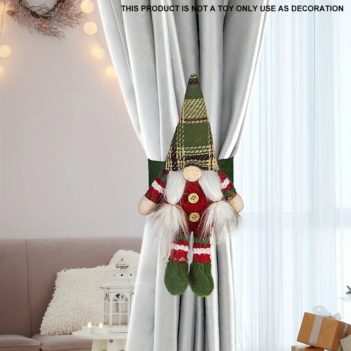 Vintage Fabric Gnome Christmas Decoration, Pack of 1, Plaid Scandinavian Tomte, Handmade No-Face Santa Doll, Festive Holiday & New Year Ornament for Home Display, Electricity-Free, Featherless House Of Avana