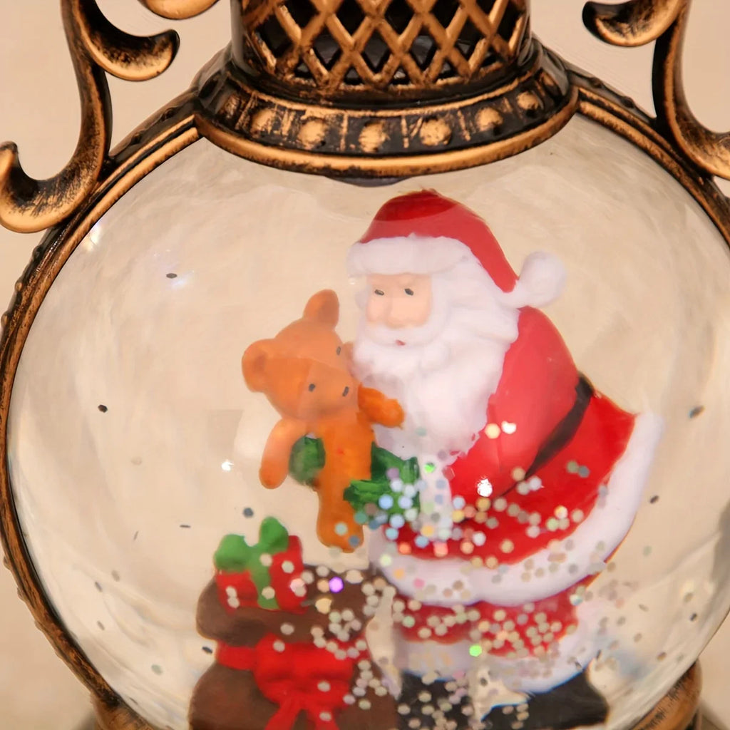 1pc Vintage-Style USB-Powered Glowing Snowfall & Music Box with Rotating Dome Lid - Self-Lit Resin/PC Ornament, Water-Filled Centerpiece with Twinkling Lights, Battery-Free Operation (USB Plug-in) - Christmas Tree & Home Deco House Of Avana