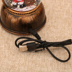 1pc Vintage-Style USB-Powered Glowing Snowfall & Music Box with Rotating Dome Lid - Self-Lit Resin/PC Ornament, Water-Filled Centerpiece with Twinkling Lights, Battery-Free Operation (USB Plug-in) - Christmas Tree & Home Deco House Of Avana