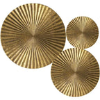 Golden metal wall art set, layered petal design, antique finish - House of Avana
