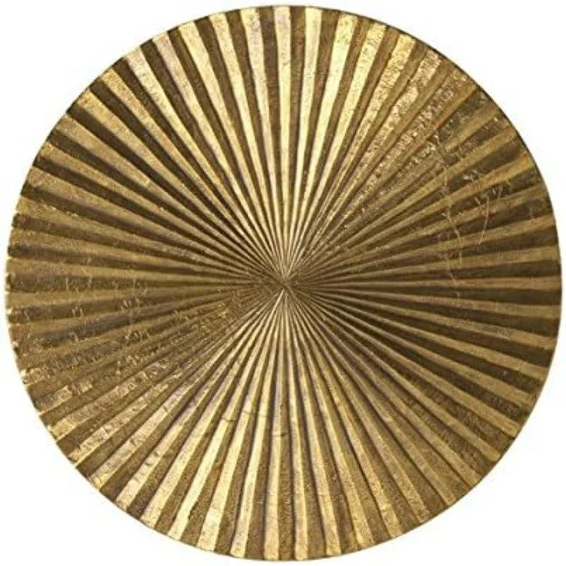 Golden metal wall art set, layered petal design, antique finish - House of Avana