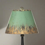 Vintage Table Lamp with Distressed Green and Gold Shade Vintage Shopper