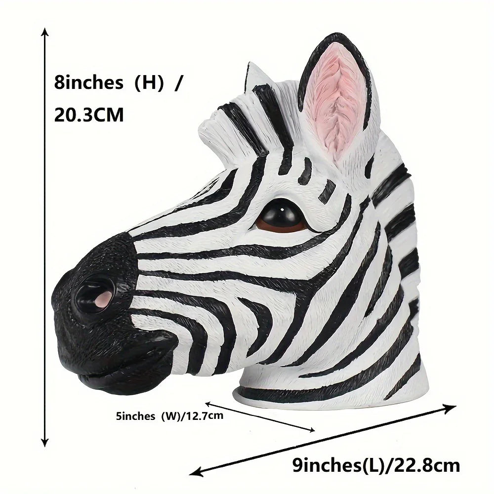 Vintage Zebra Bust Totem Statue, Resin Animal Sculpture, Limited Edition Tabletop Decor for Thanksgiving, Indoor and Outdoor Display - House Of Avana