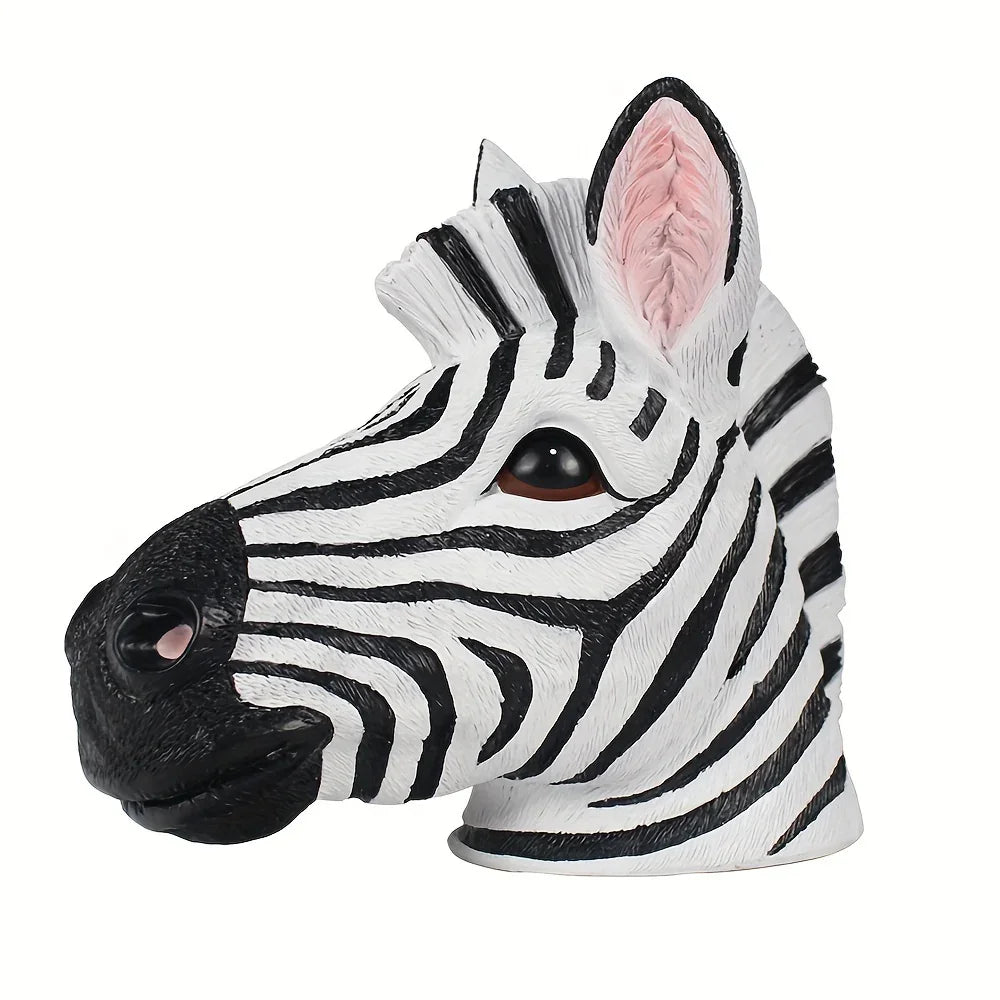 Vintage Zebra Bust Totem Statue, Resin Animal Sculpture, Limited Edition Tabletop Decor for Thanksgiving, Indoor and Outdoor Display - House Of Avana