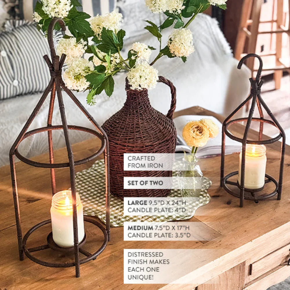 Vintage Inspired Open Cage Candle Lanterns, Set of Two Decor Steals