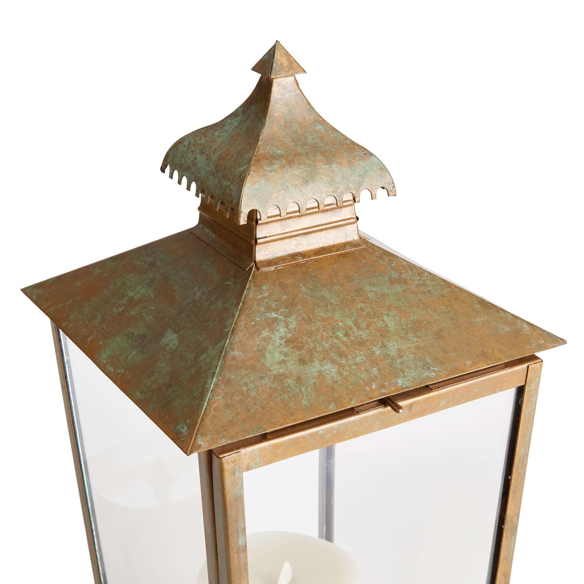 Vintage Pagoda-Top Large Metal Lantern Vintage Shopper