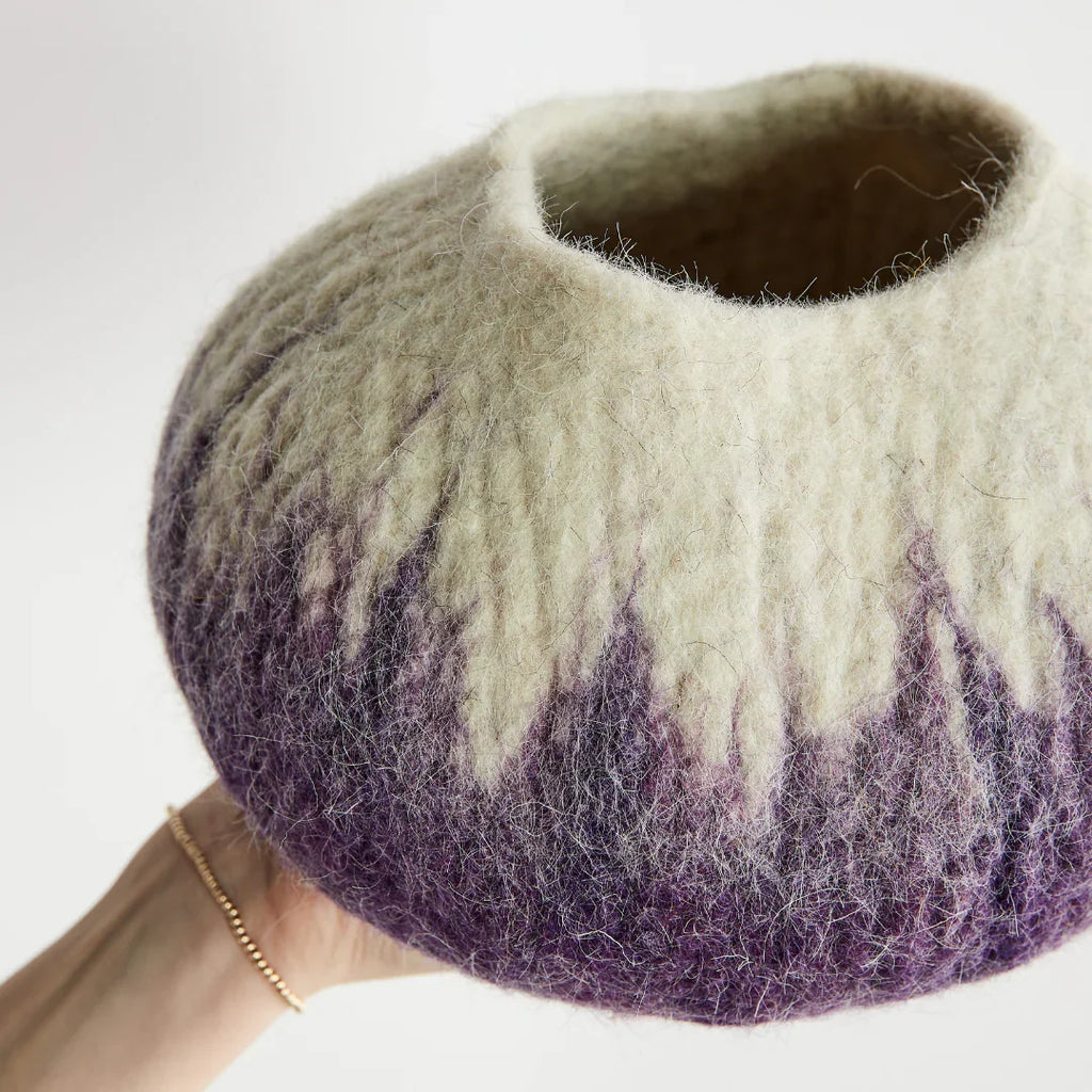 Violet Purple Decorative Wool Ukhamba Bowl Kanju Interiors