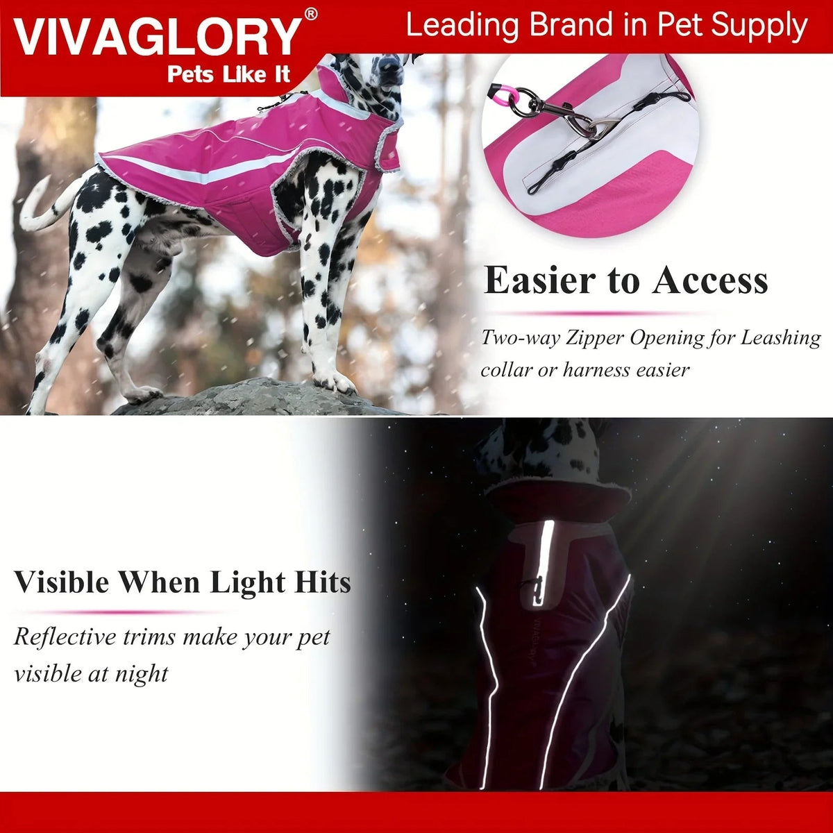 VIVAGLORY Dog Coat For Winter Dog Jacket With Harness Hole, Fleece Dog Vest For Cold Weather Dog Fleece Coat With , Warm Dog Parka Puppy Coat For Snow Puppy Jacket With Zipper, Reflective Dog Coat Dog Jacket For Hunting House Of Avana [[SKU:HOA-CRB-400]]