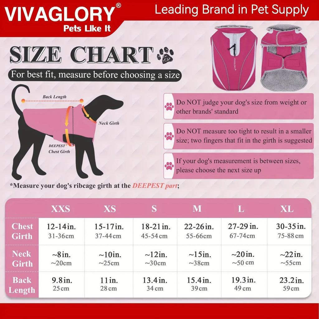 VIVAGLORY Dog Coat For Winter Dog Jacket With Harness Hole, Fleece Dog Vest For Cold Weather Dog Fleece Coat With , Warm Dog Parka Puppy Coat For Snow Puppy Jacket With Zipper, Reflective Dog Coat Dog Jacket For Hunting House Of Avana [[SKU:HOA-CRB-400]]