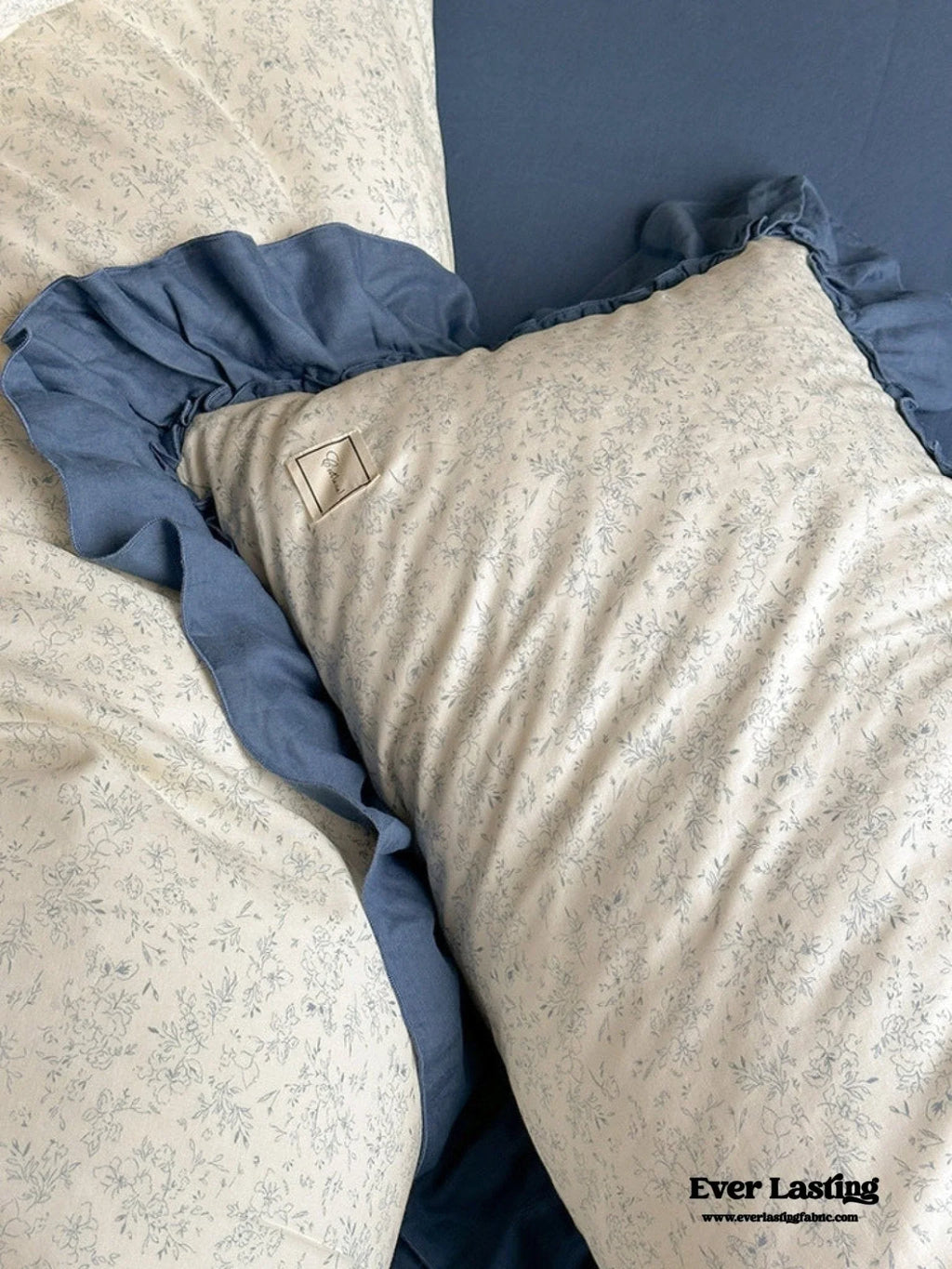 Vivienne Floral Double Gauze Bedding Set / Blue Ocean Ever Lasting