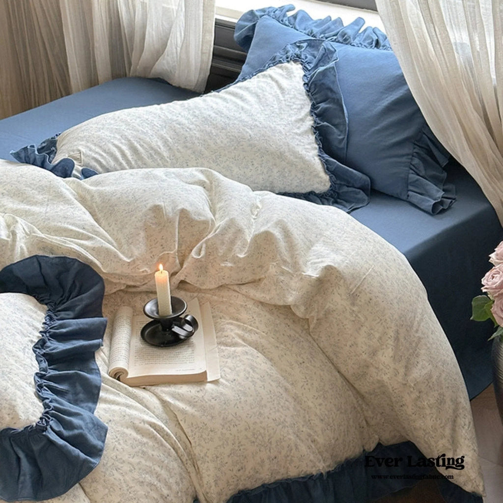 Vivienne Floral Double Gauze Bedding Set / Blue Ocean Ever Lasting