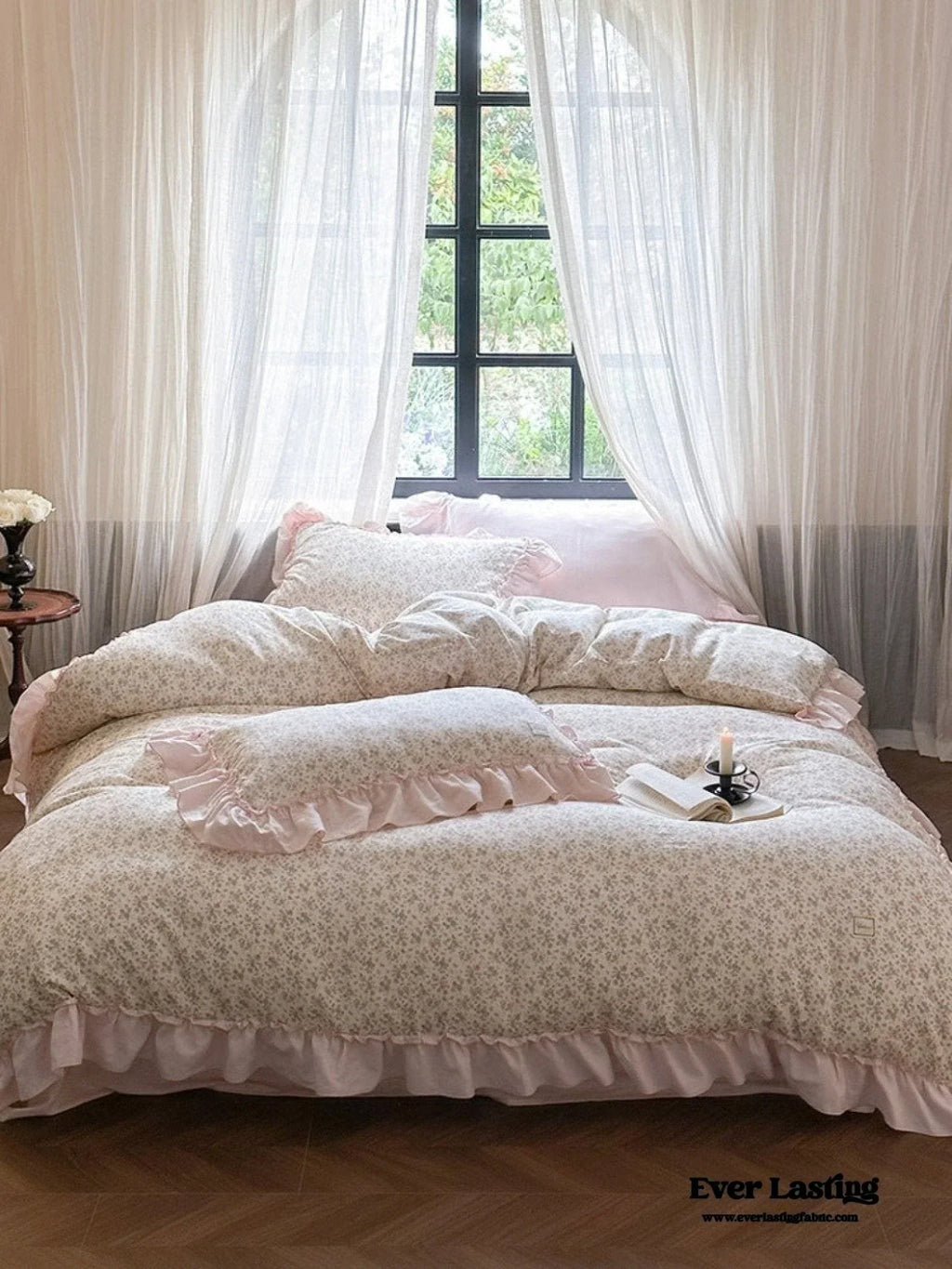 Vivienne Floral Double Gauze Bedding Set / Blue Ocean Ever Lasting