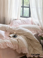 Vivienne Floral Double Gauze Bedding Set / Blue Ocean Ever Lasting