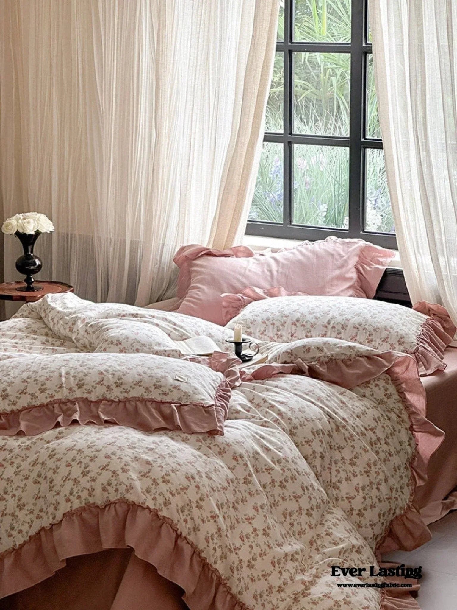 Vivienne Floral Double Gauze Bedding Set / Blue Ocean Ever Lasting