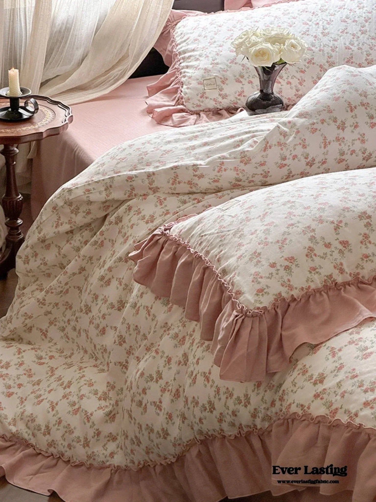 Vivienne Floral Double Gauze Bedding Set / Blue Ocean Ever Lasting