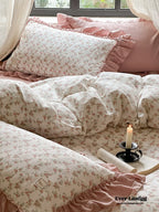 Vivienne Floral Double Gauze Bedding Set / Blush Pink Ever Lasting