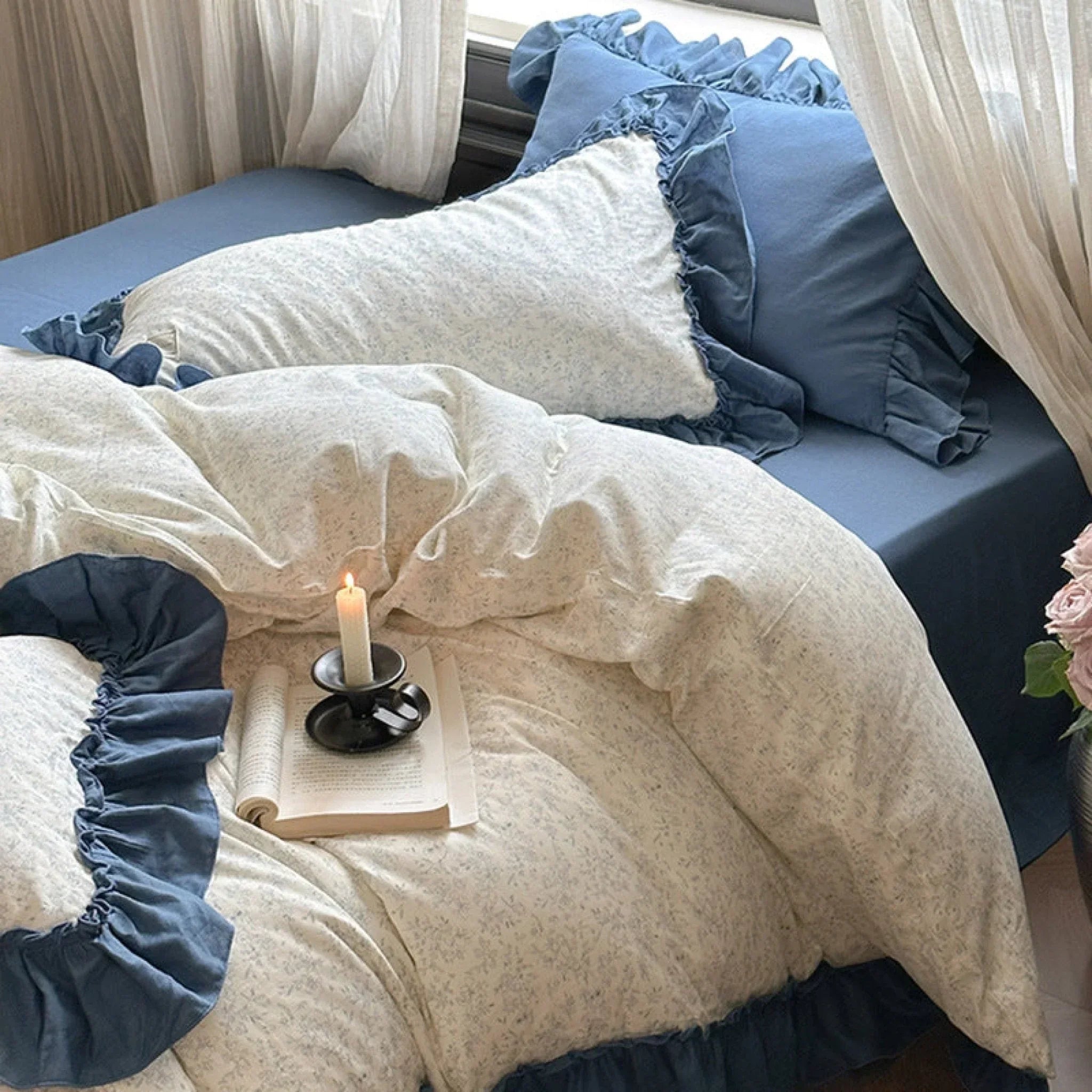 Vivienne Floral Double Gauze Bedding Set / Blush Pink Ever Lasting