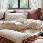 Vivienne Floral Double Gauze Bedding Set / Maroon Red Ever Lasting