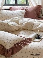 Vivienne Floral Double Gauze Bedding Set / Maroon Red Ever Lasting