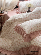 Vivienne Floral Double Gauze Bedding Set / Maroon Red Ever Lasting