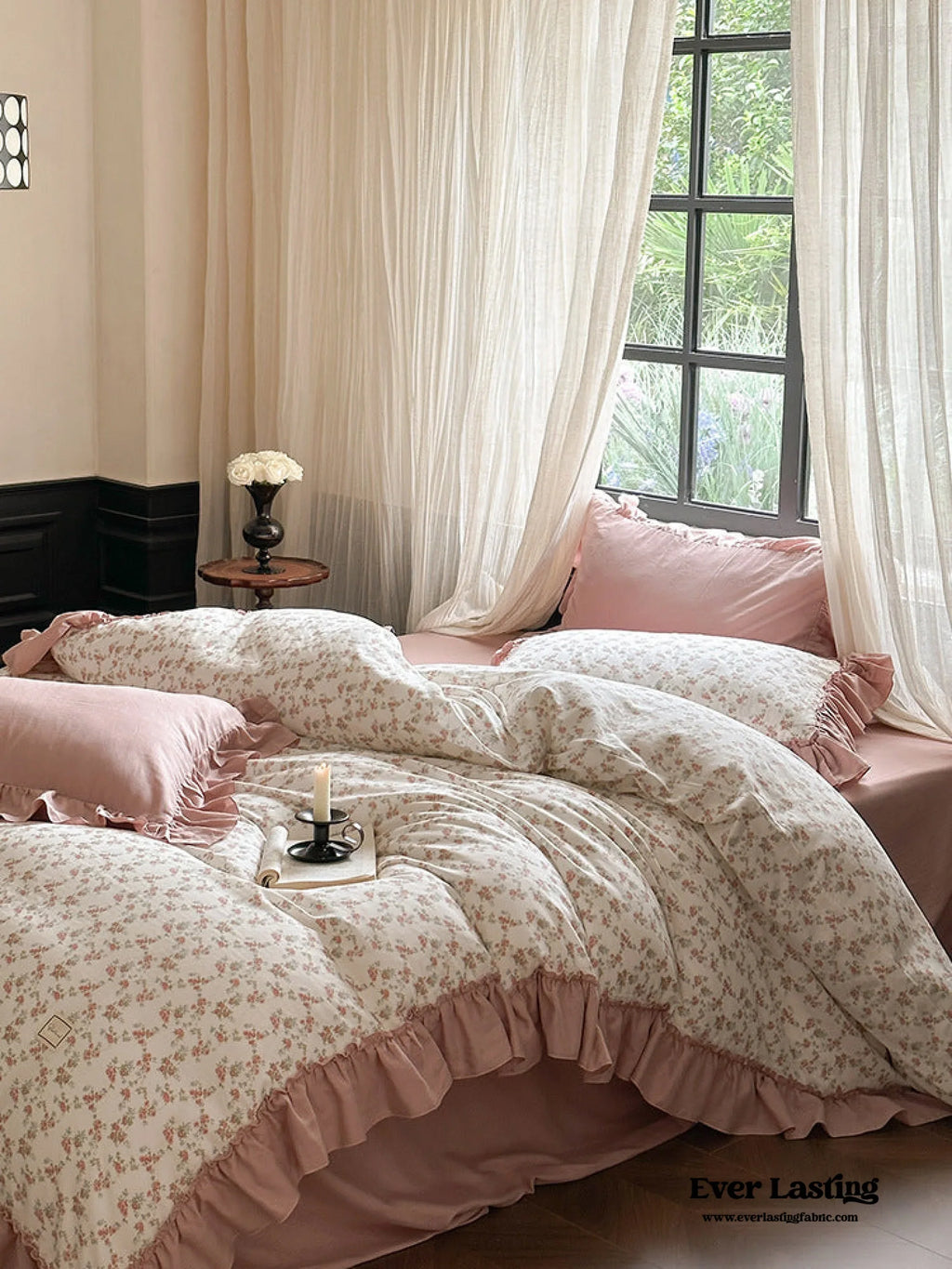Vivienne Floral Double Gauze Bedding Set / Pale Yellow Ever Lasting