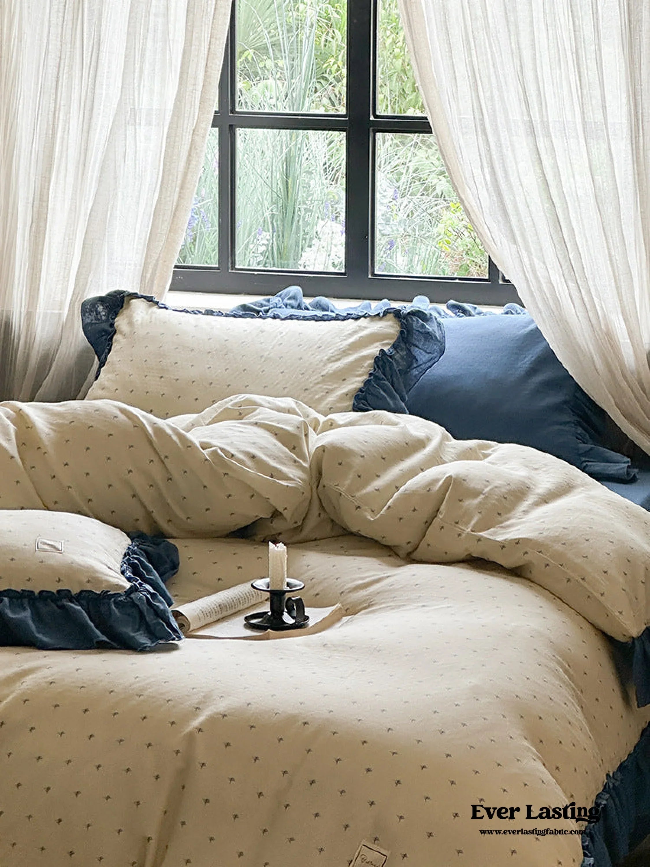 Vivienne Floral Double Gauze Bedding Set / Pale Yellow Ever Lasting