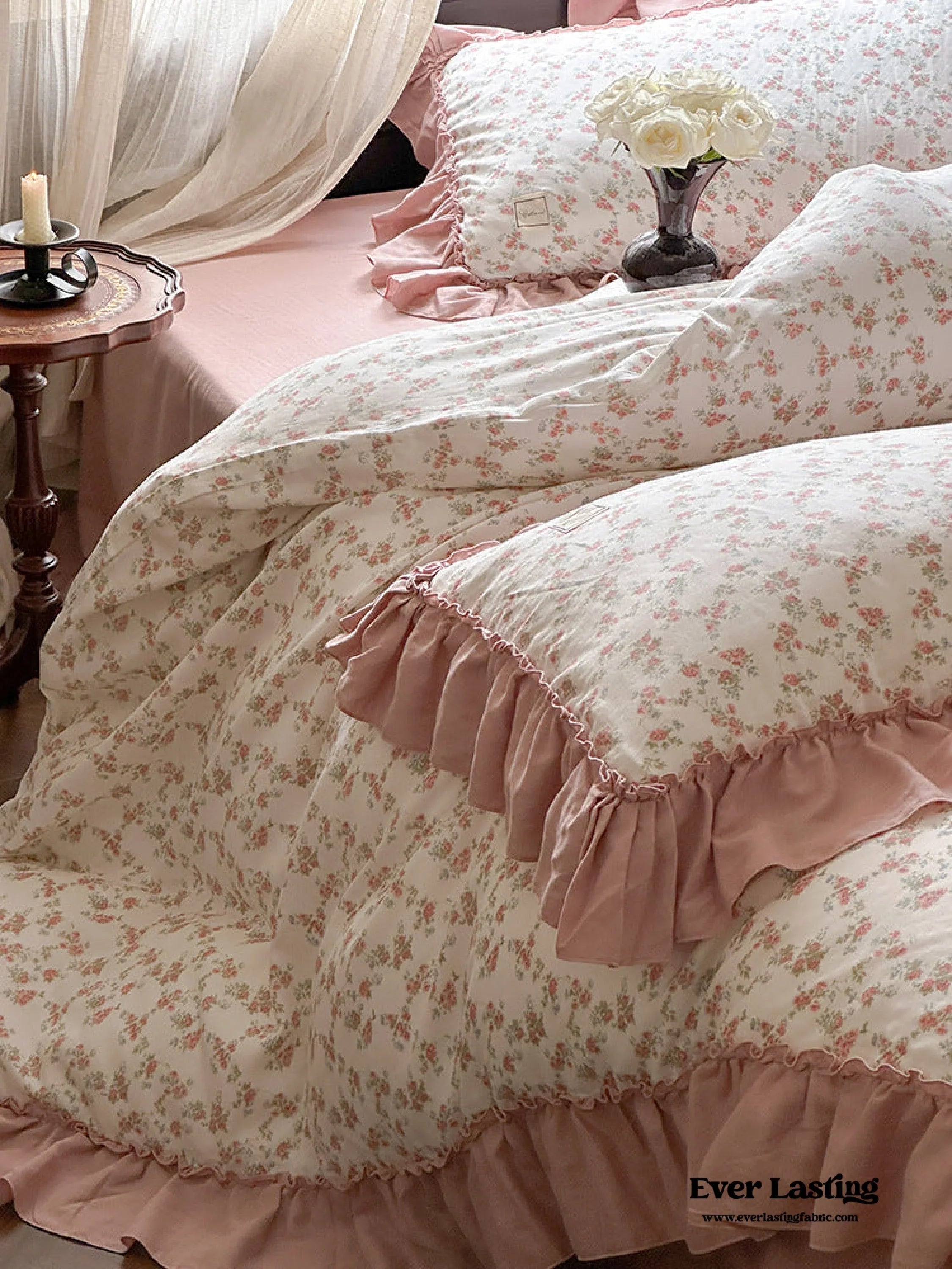 Vivienne Floral Double Gauze Bedding Set / Pale Yellow Ever Lasting