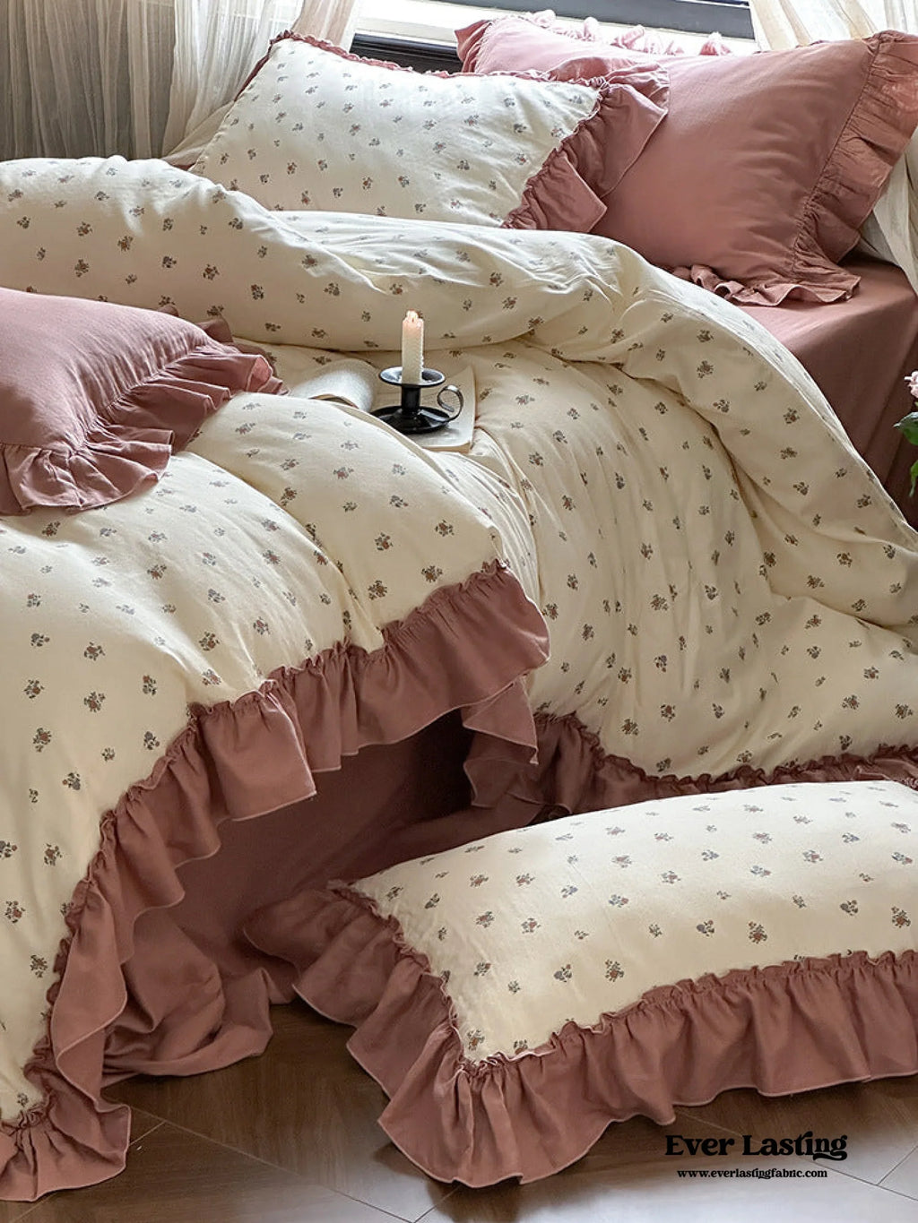 Vivienne Floral Double Gauze Bedding Set / Pale Yellow Ever Lasting